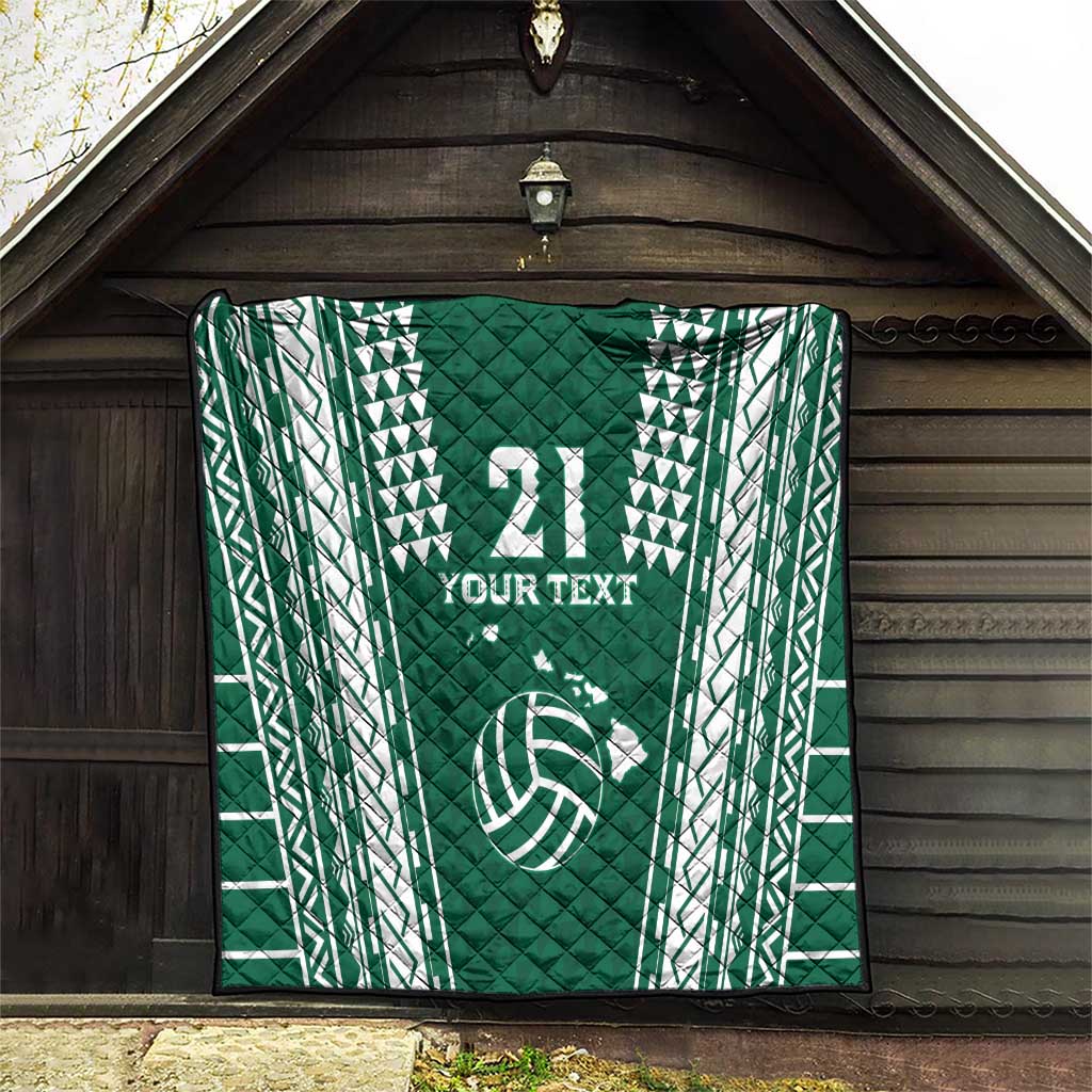 Polynesian Hawaii Volleyball Custom Quilt Green Kakau with Map Motif LT9 - Polynesian Pride
