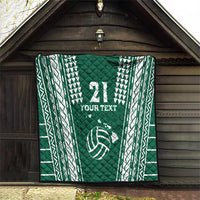 Polynesian Hawaii Volleyball Custom Quilt Green Kakau with Map Motif LT9 - Polynesian Pride