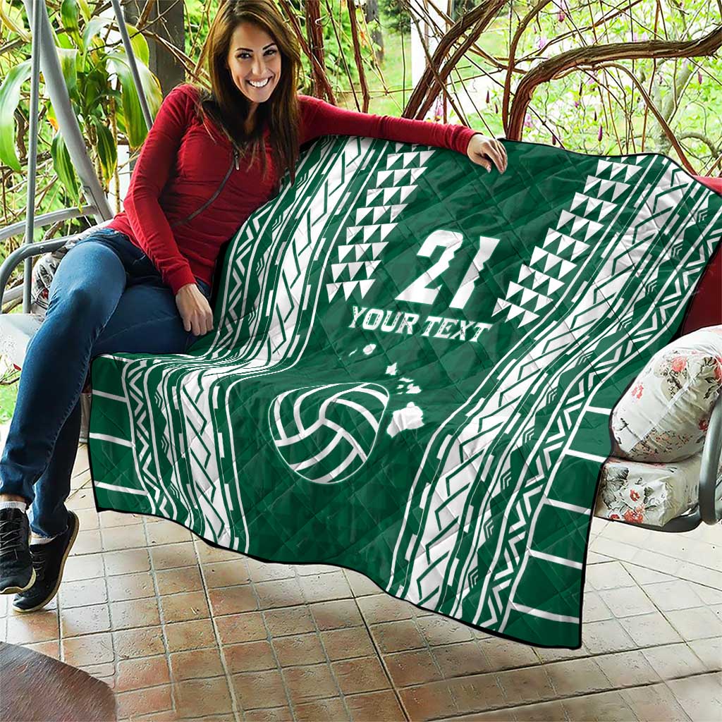 Polynesian Hawaii Volleyball Custom Quilt Green Kakau with Map Motif LT9 - Polynesian Pride