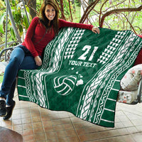Polynesian Hawaii Volleyball Custom Quilt Green Kakau with Map Motif LT9 - Polynesian Pride
