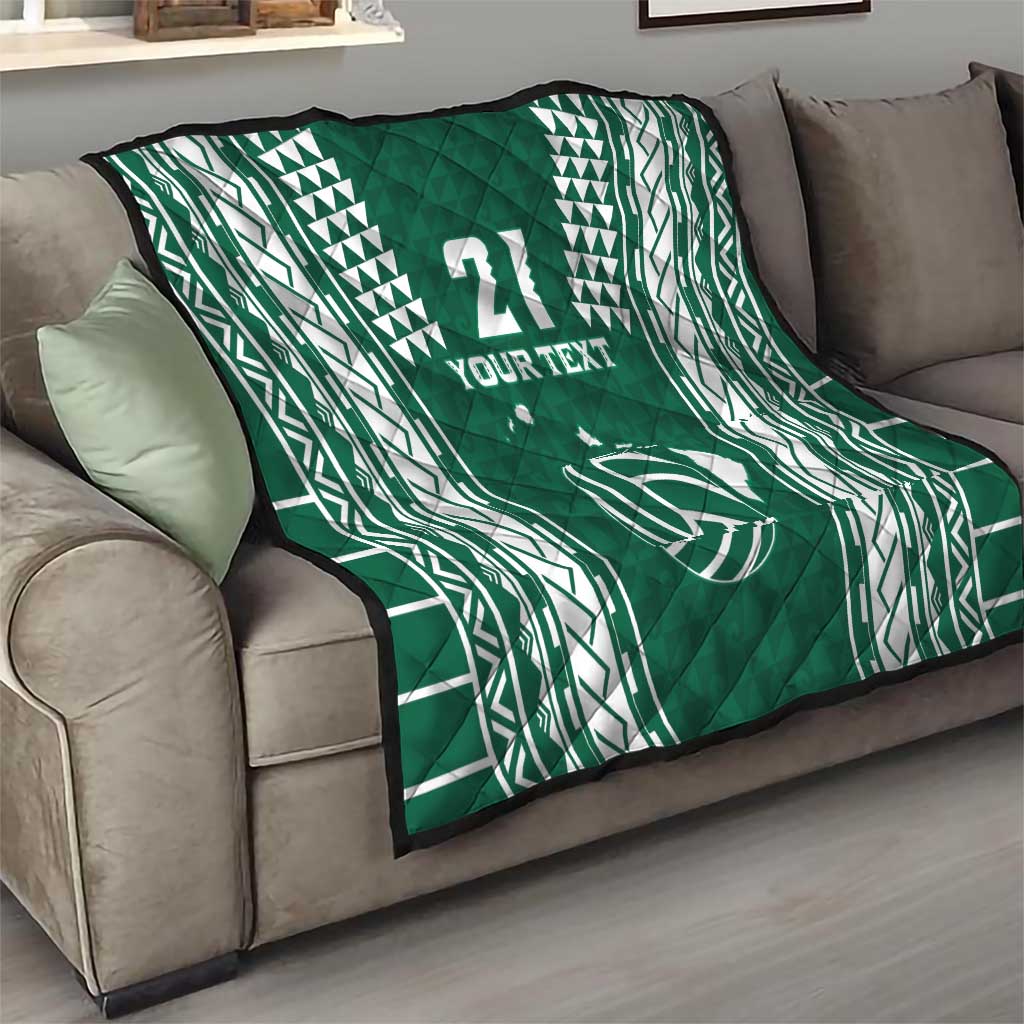 Polynesian Hawaii Volleyball Custom Quilt Green Kakau with Map Motif LT9 - Polynesian Pride