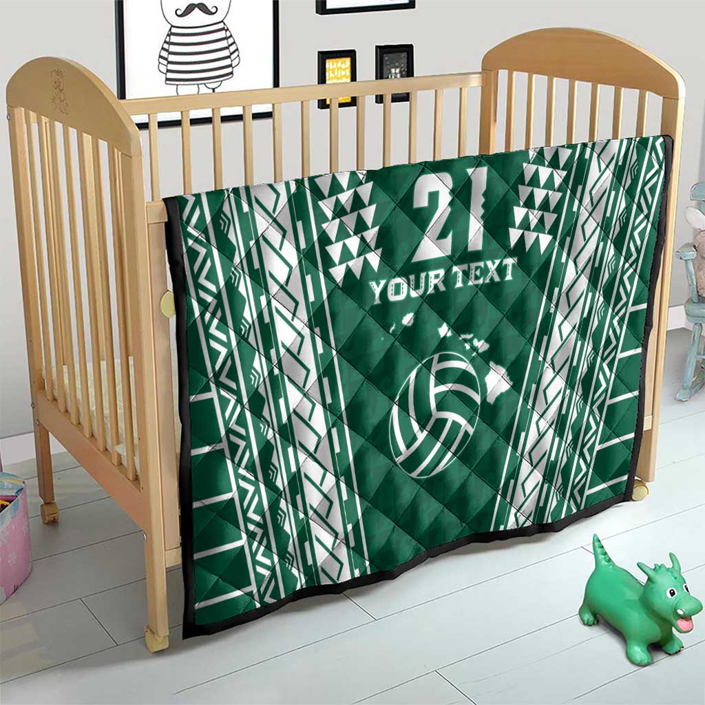 Polynesian Hawaii Volleyball Custom Quilt Green Kakau with Map Motif LT9 - Polynesian Pride