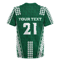Polynesian Hawaii Volleyball Custom Rugby Jersey Green Kakau with Map Motif LT9 - Polynesian Pride