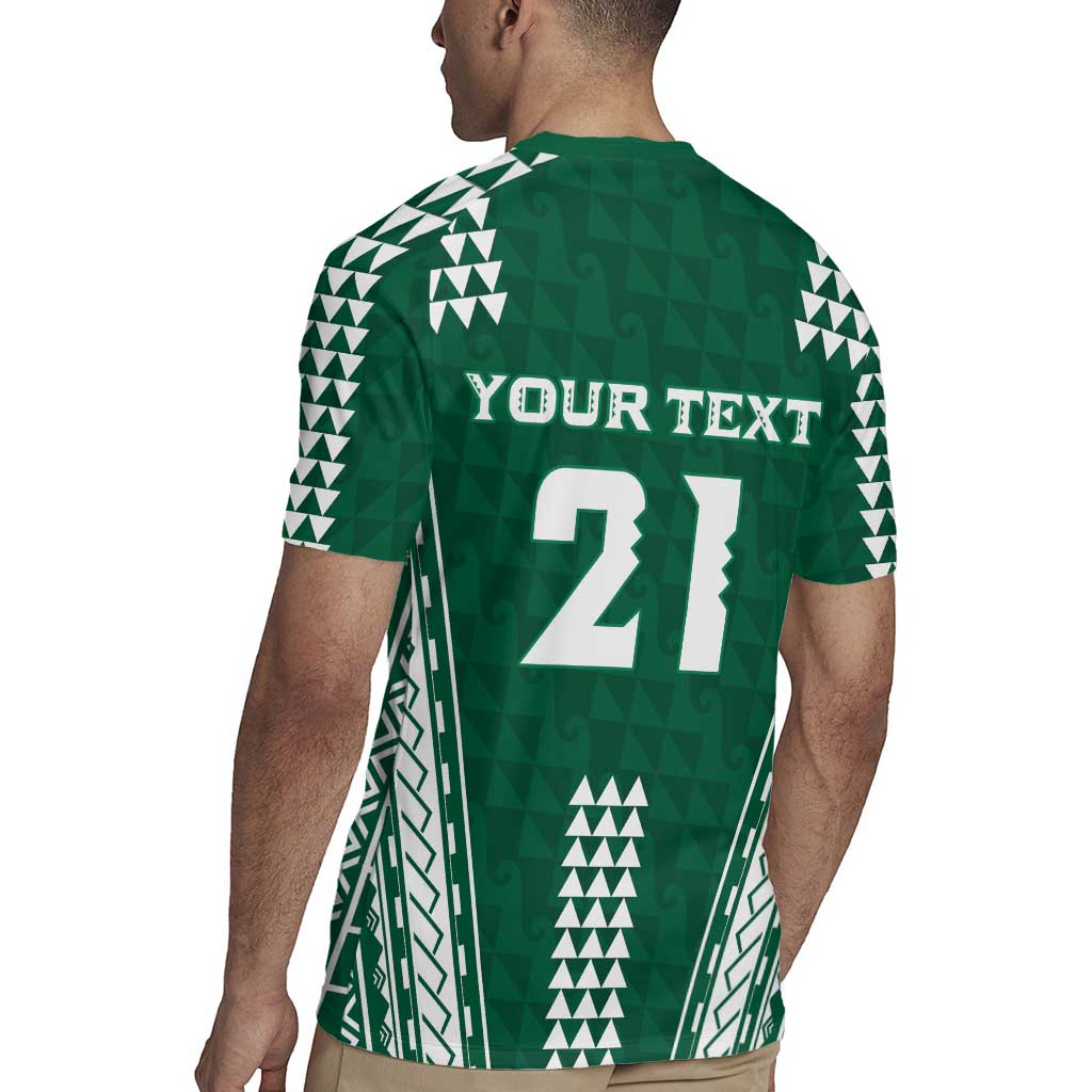 Polynesian Hawaii Volleyball Custom Rugby Jersey Green Kakau with Map Motif LT9 - Polynesian Pride
