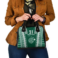 Polynesian Hawaii Volleyball Custom Shoulder Handbag Green Kakau with Map Motif LT9 - Polynesian Pride