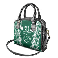 Polynesian Hawaii Volleyball Custom Shoulder Handbag Green Kakau with Map Motif LT9 - Polynesian Pride