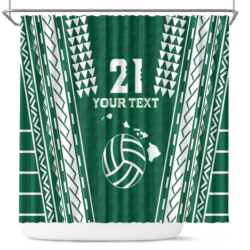 Polynesian Hawaii Volleyball Custom Shower Curtain Green Kakau with Map Motif LT9 Green - Polynesian Pride
