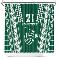 Polynesian Hawaii Volleyball Custom Shower Curtain Green Kakau with Map Motif LT9 Green - Polynesian Pride