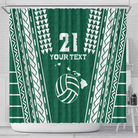 Polynesian Hawaii Volleyball Custom Shower Curtain Green Kakau with Map Motif LT9 - Polynesian Pride