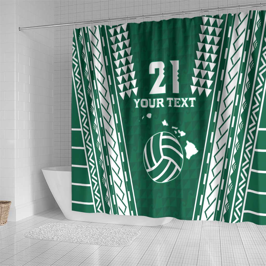 Polynesian Hawaii Volleyball Custom Shower Curtain Green Kakau with Map Motif LT9 - Polynesian Pride