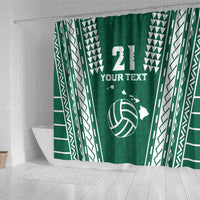 Polynesian Hawaii Volleyball Custom Shower Curtain Green Kakau with Map Motif LT9 - Polynesian Pride