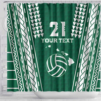 Polynesian Hawaii Volleyball Custom Shower Curtain Green Kakau with Map Motif LT9 - Polynesian Pride