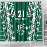 Polynesian Hawaii Volleyball Custom Shower Curtain Green Kakau with Map Motif LT9 - Polynesian Pride