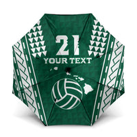 Polynesian Hawaii Volleyball Custom Umbrella Green Kakau with Map Motif LT9 One Size Folded 11.42 inch Opened Diameter 37.4 inch Green - Polynesian Pride