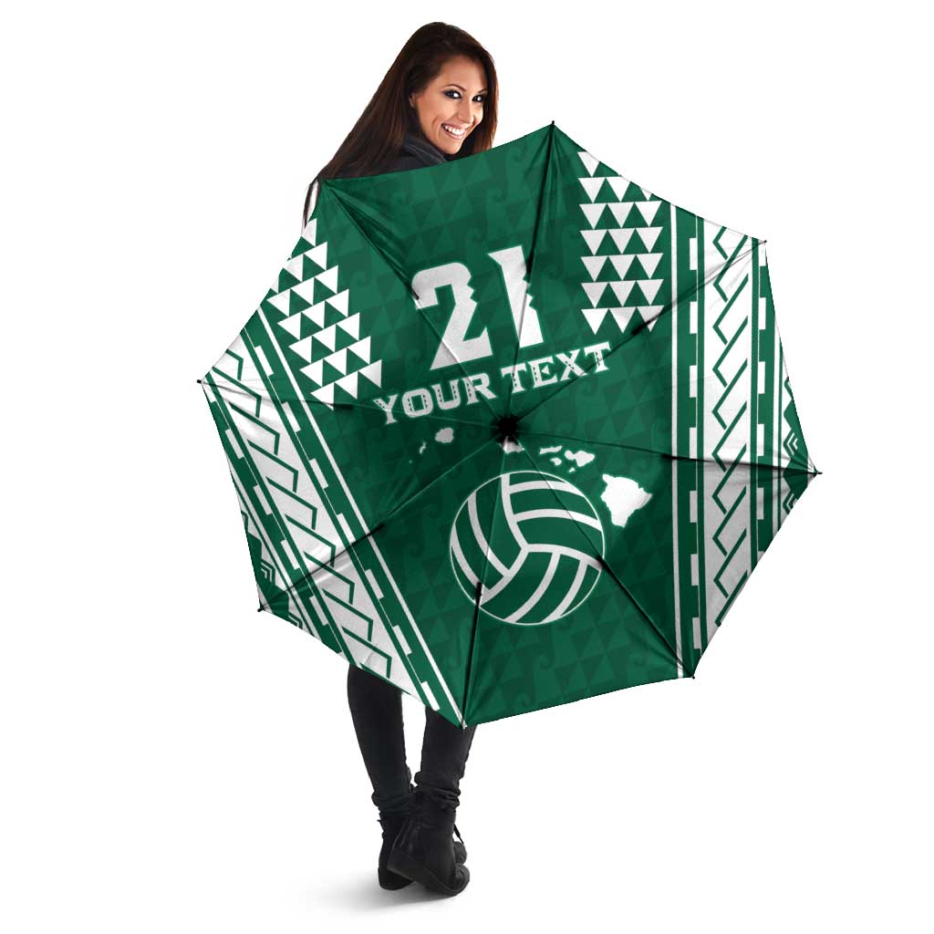 Polynesian Hawaii Volleyball Custom Umbrella Green Kakau with Map Motif LT9 - Polynesian Pride