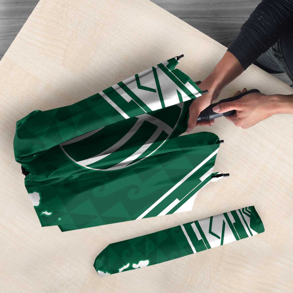Polynesian Hawaii Volleyball Custom Umbrella Green Kakau with Map Motif LT9 - Polynesian Pride