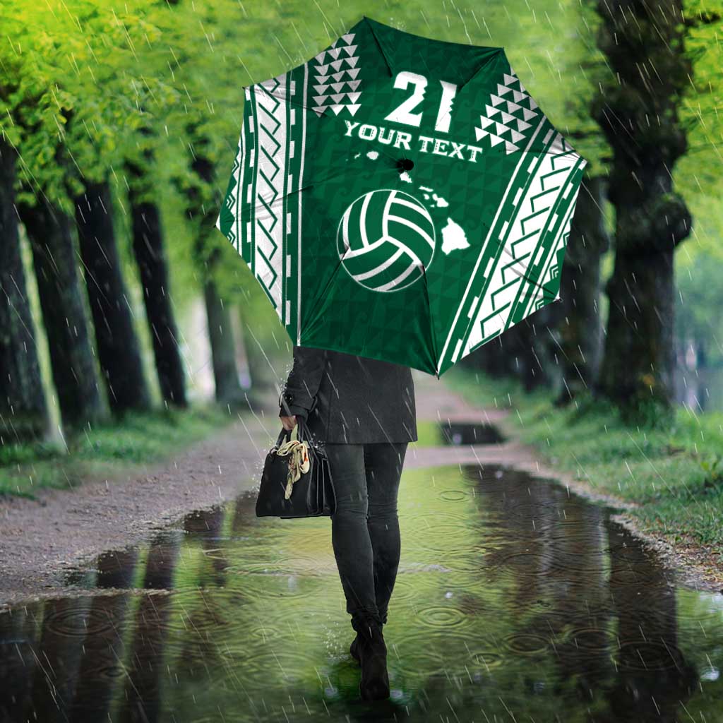 Polynesian Hawaii Volleyball Custom Umbrella Green Kakau with Map Motif LT9 - Polynesian Pride