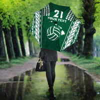 Polynesian Hawaii Volleyball Custom Umbrella Green Kakau with Map Motif LT9 - Polynesian Pride