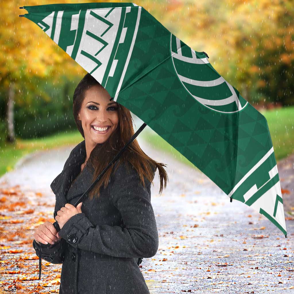 Polynesian Hawaii Volleyball Custom Umbrella Green Kakau with Map Motif LT9 - Polynesian Pride