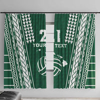 Polynesian Hawaii Volleyball Custom Window Curtain Green Kakau with Map Motif LT9 With Hooks Green - Polynesian Pride
