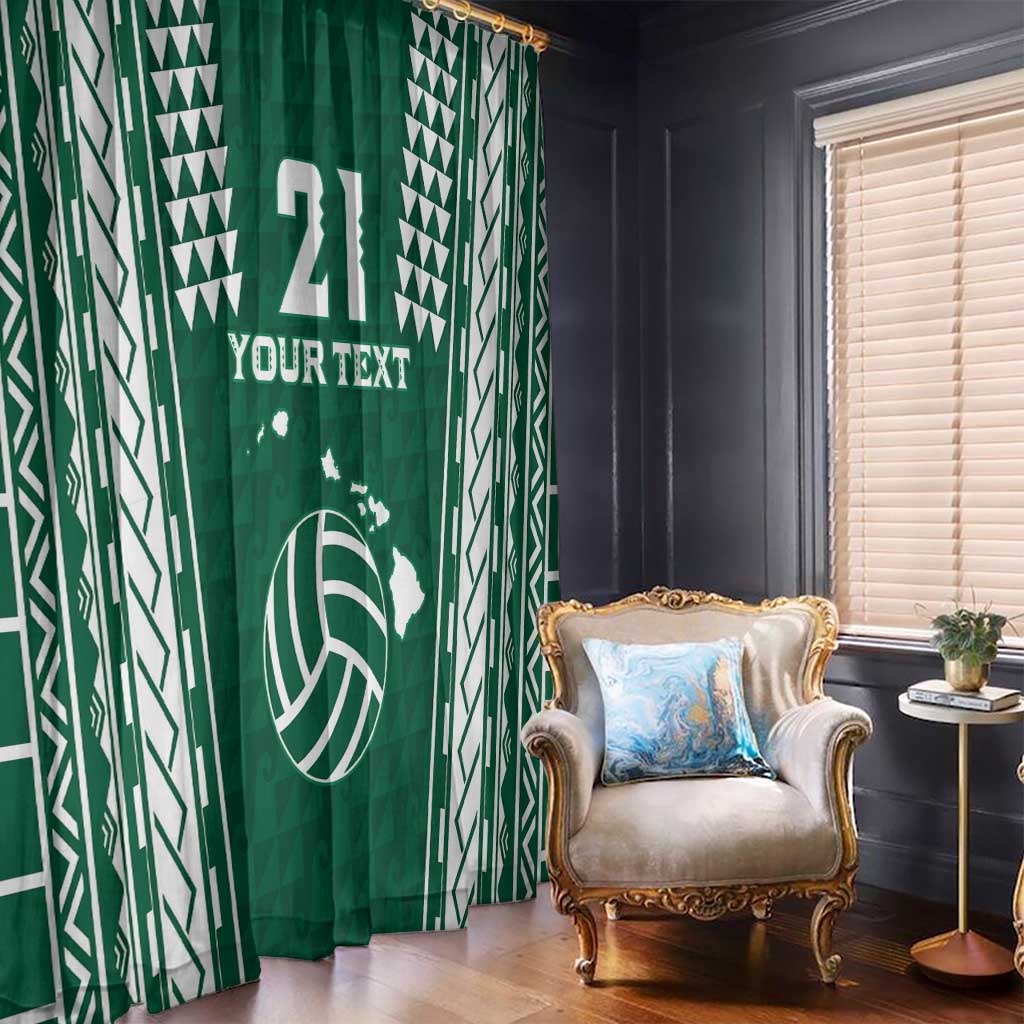 Polynesian Hawaii Volleyball Custom Window Curtain Green Kakau with Map Motif LT9 - Polynesian Pride