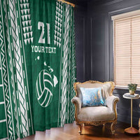 Polynesian Hawaii Volleyball Custom Window Curtain Green Kakau with Map Motif LT9 - Polynesian Pride