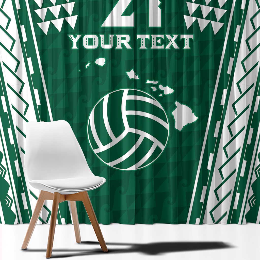 Polynesian Hawaii Volleyball Custom Window Curtain Green Kakau with Map Motif LT9 - Polynesian Pride