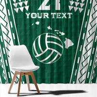 Polynesian Hawaii Volleyball Custom Window Curtain Green Kakau with Map Motif LT9 - Polynesian Pride