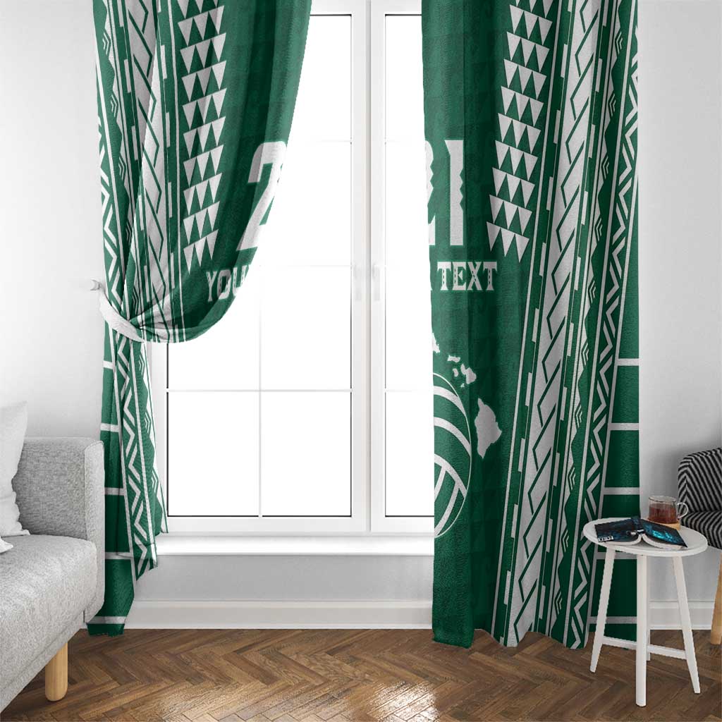 Polynesian Hawaii Volleyball Custom Window Curtain Green Kakau with Map Motif LT9 - Polynesian Pride