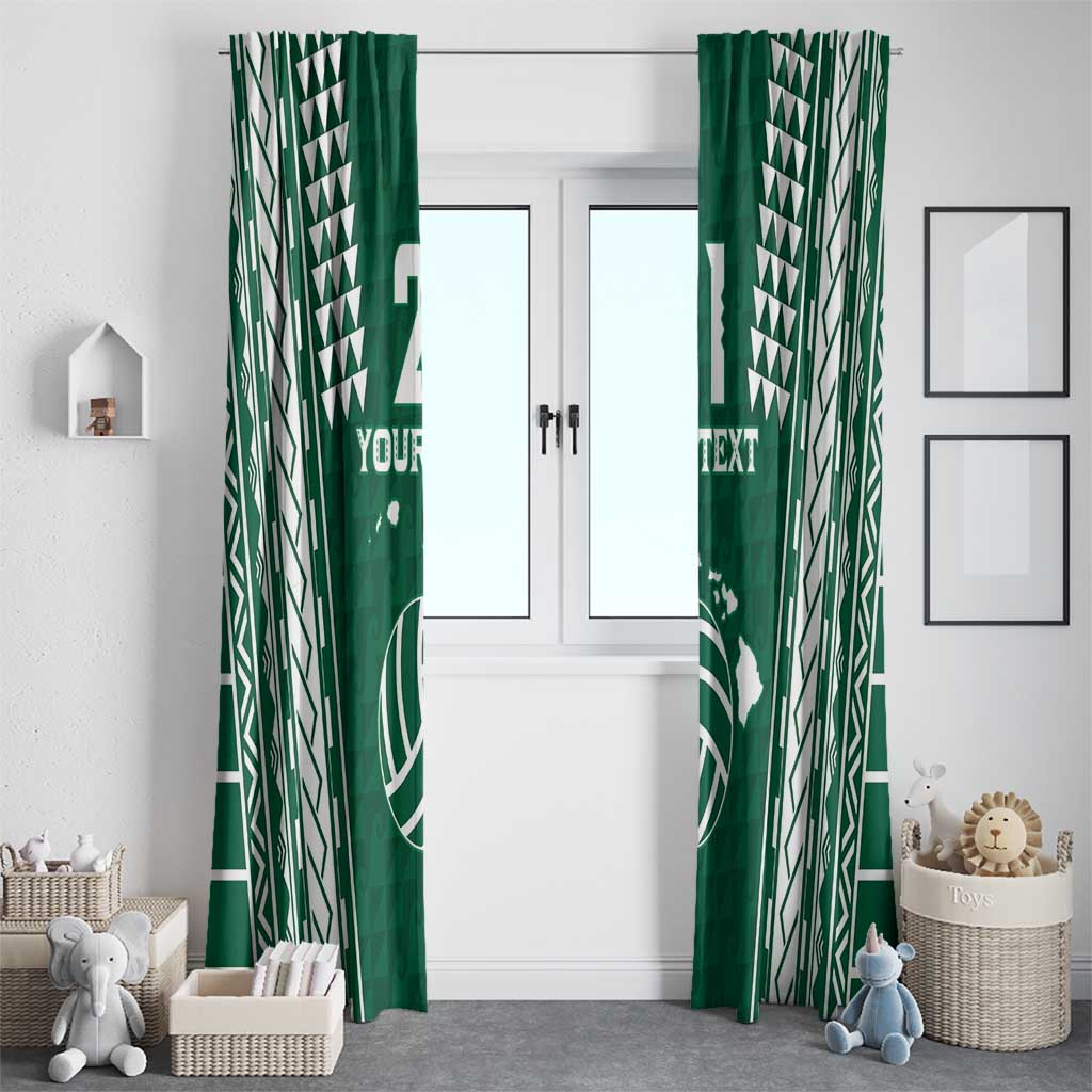 Polynesian Hawaii Volleyball Custom Window Curtain Green Kakau with Map Motif LT9 - Polynesian Pride