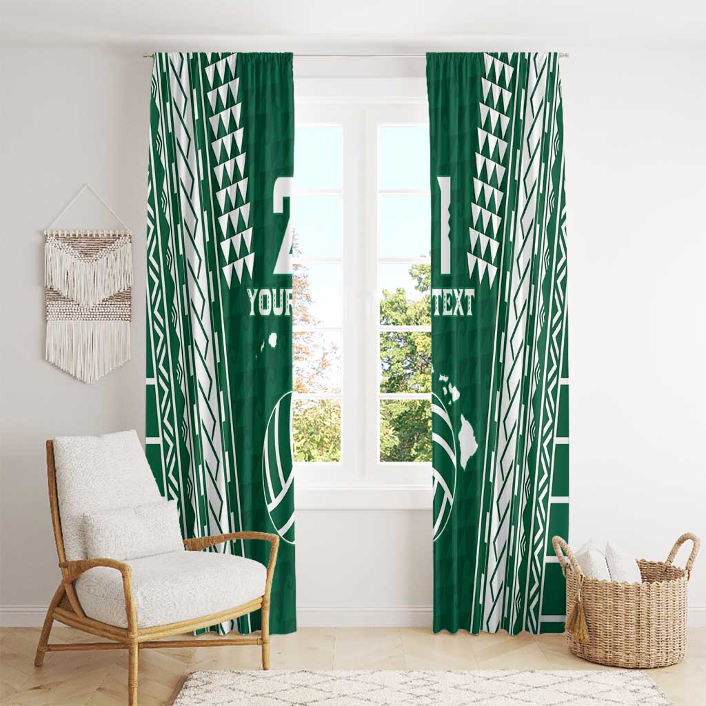 Polynesian Hawaii Volleyball Custom Window Curtain Green Kakau with Map Motif LT9 - Polynesian Pride