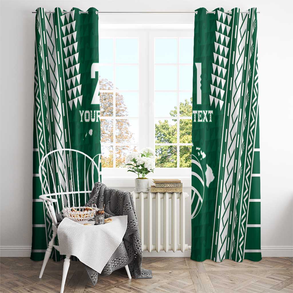 Polynesian Hawaii Volleyball Custom Window Curtain Green Kakau with Map Motif LT9 - Polynesian Pride