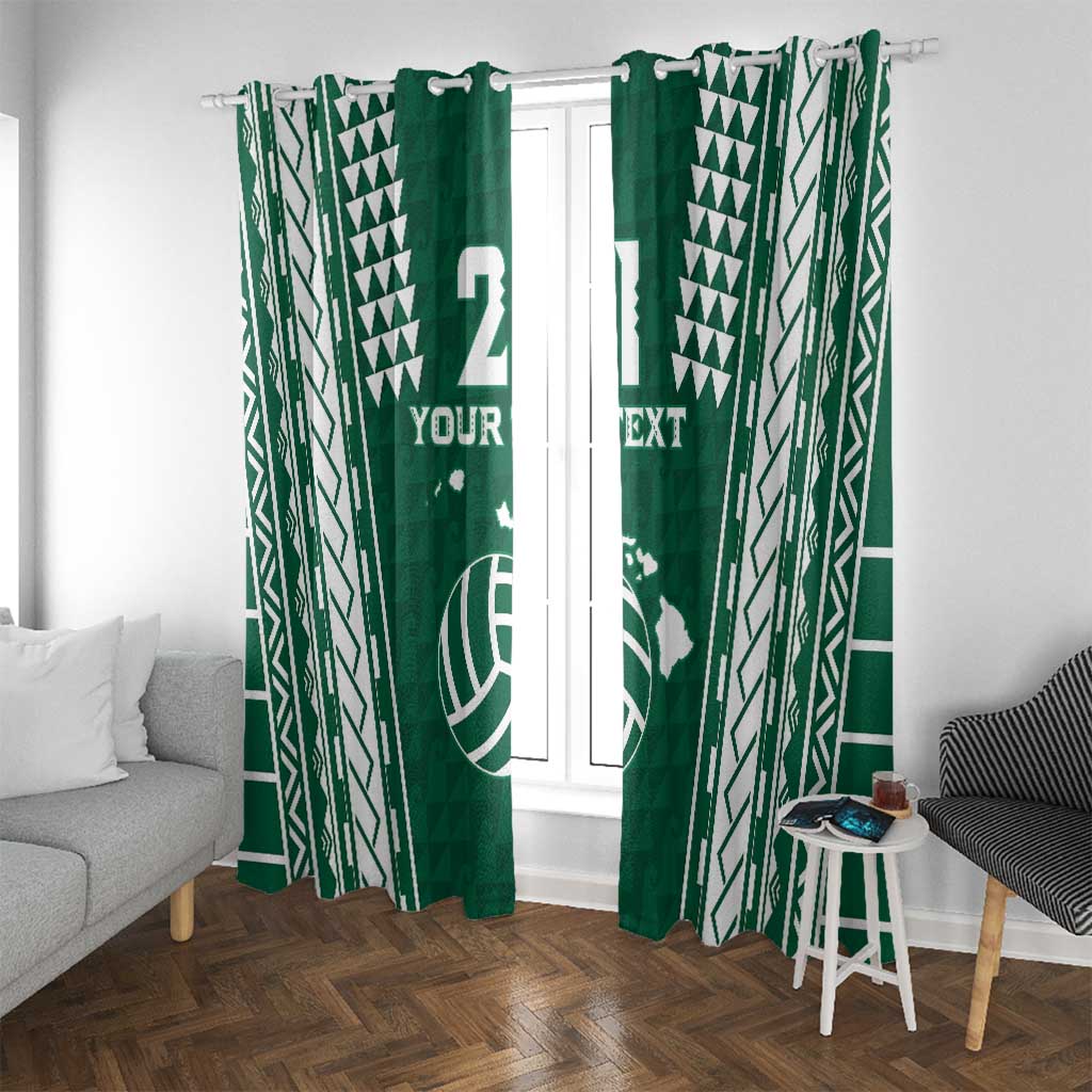 Polynesian Hawaii Volleyball Custom Window Curtain Green Kakau with Map Motif LT9 With Grommets Green - Polynesian Pride