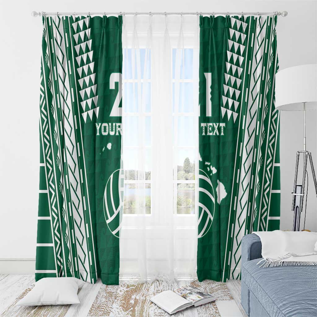 Polynesian Hawaii Volleyball Custom Window Curtain Green Kakau with Map Motif LT9 - Polynesian Pride