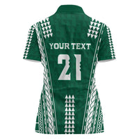 Polynesian Hawaii Volleyball Custom Women Polo Shirt Green Kakau with Map Motif LT9 - Polynesian Pride