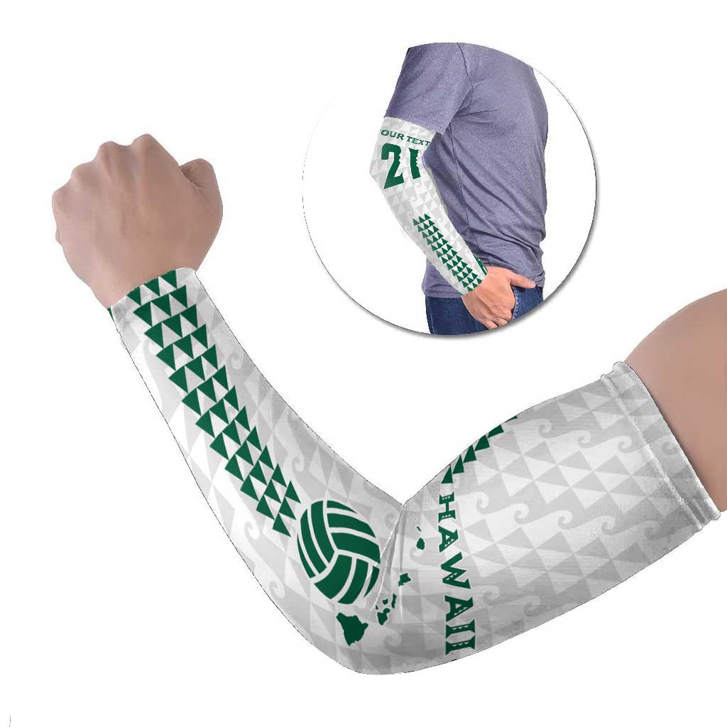 Polynesian Hawaii Volleyball Custom Arm Sleeves White Kakau with Map Motif LT9 Set of 2 White - Polynesian Pride