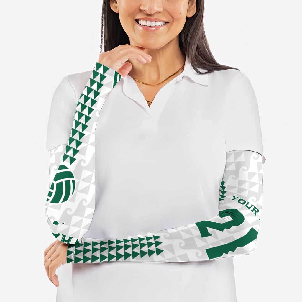 Polynesian Hawaii Volleyball Custom Arm Sleeves White Kakau with Map Motif LT9 - Polynesian Pride