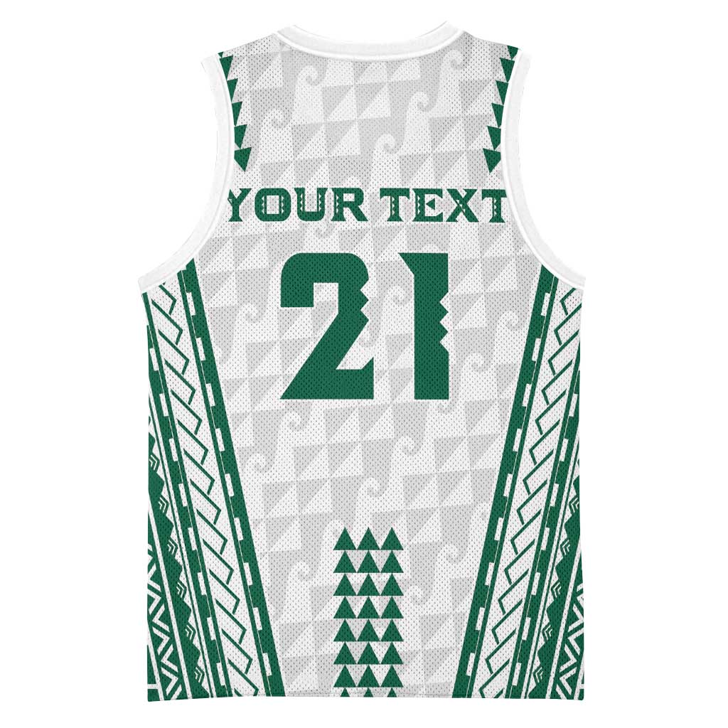 Polynesian Hawaii Volleyball Custom Basketball Jersey White Kakau with Map Motif LT9 - Polynesian Pride