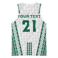 Polynesian Hawaii Volleyball Custom Basketball Jersey White Kakau with Map Motif LT9 - Polynesian Pride