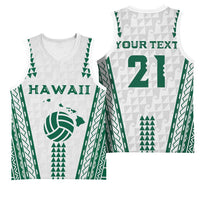 Polynesian Hawaii Volleyball Custom Basketball Jersey White Kakau with Map Motif LT9 - Polynesian Pride