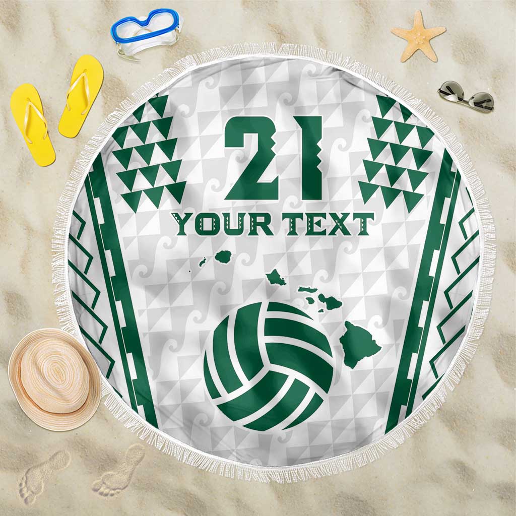 Polynesian Hawaii Volleyball Custom Beach Blanket White Kakau with Map Motif LT9 One Size 150cm White - Polynesian Pride