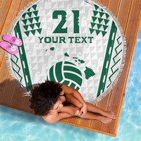 Polynesian Hawaii Volleyball Custom Beach Blanket White Kakau with Map Motif LT9 - Polynesian Pride