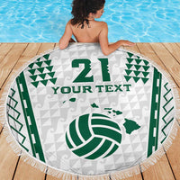 Polynesian Hawaii Volleyball Custom Beach Blanket White Kakau with Map Motif LT9 - Polynesian Pride