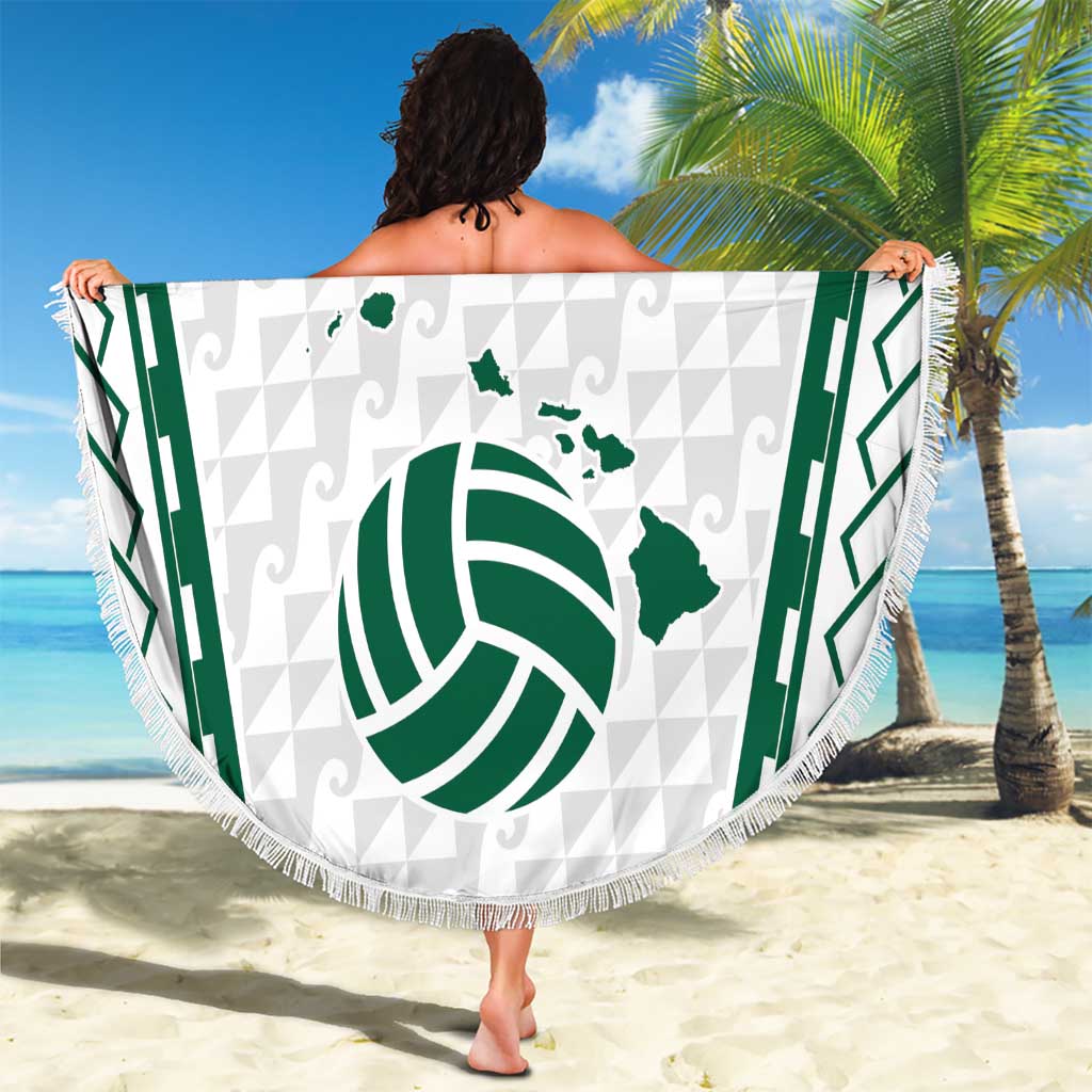 Polynesian Hawaii Volleyball Custom Beach Blanket White Kakau with Map Motif LT9 - Polynesian Pride