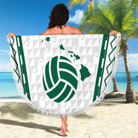 Polynesian Hawaii Volleyball Custom Beach Blanket White Kakau with Map Motif LT9 - Polynesian Pride