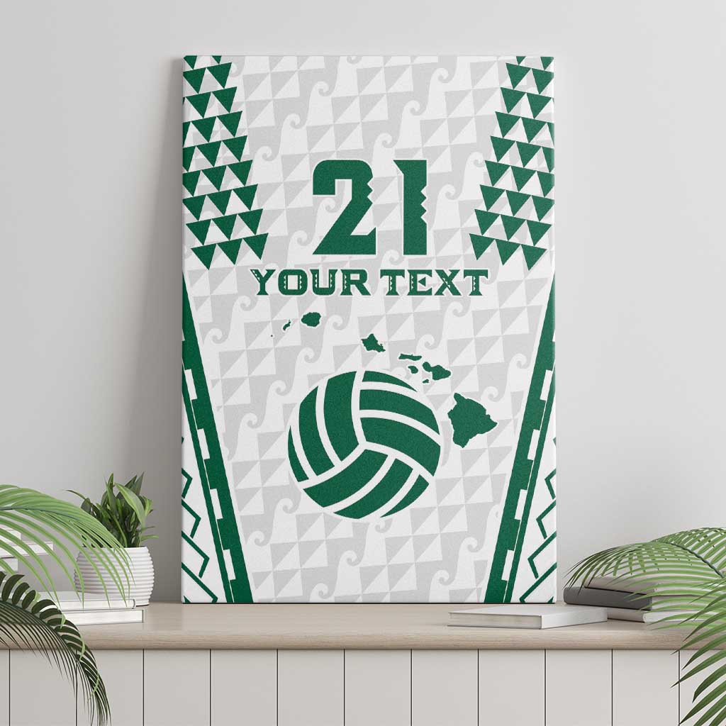 Polynesian Hawaii Volleyball Custom Canvas Wall Art White Kakau with Map Motif LT9 - Polynesian Pride