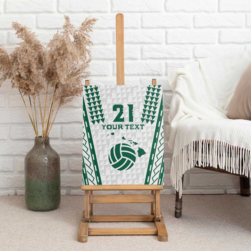 Polynesian Hawaii Volleyball Custom Canvas Wall Art White Kakau with Map Motif LT9 - Polynesian Pride