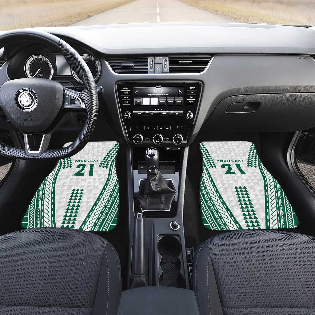 Polynesian Hawaii Volleyball Custom Car Mats White Kakau with Map Motif LT9 Set 2pcs - Front White - Polynesian Pride