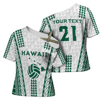 Polynesian Hawaii Volleyball Custom Cross Shoulder Shirt White Kakau with Map Motif LT9 - Polynesian Pride