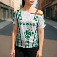 Polynesian Hawaii Volleyball Custom Cross Shoulder Shirt White Kakau with Map Motif LT9 - Polynesian Pride